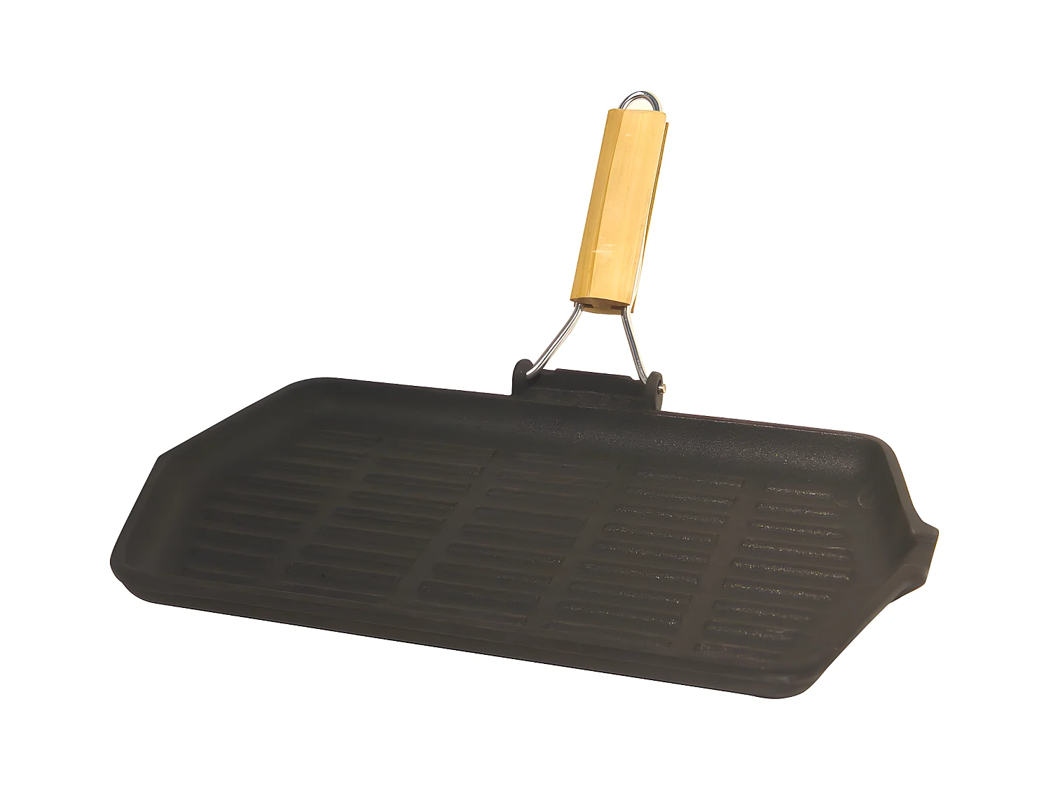 Grill rectangulaire fonte 33,5 x 19,5 cm - manche rétractable