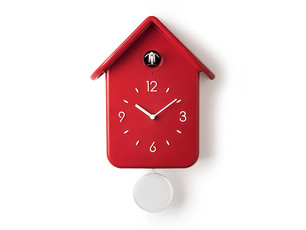 Horloge murale 39 cm avec pendule rouge
