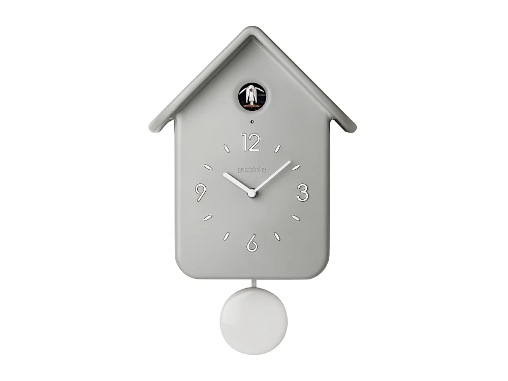Horloge murale 39 cm avec pendule gris clair