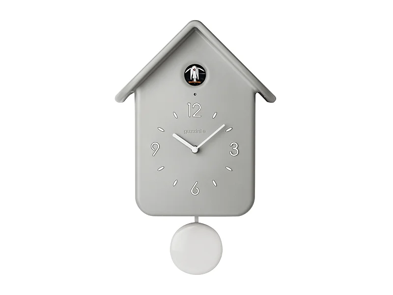 Horloge murale 39 cm avec pendule gris clair