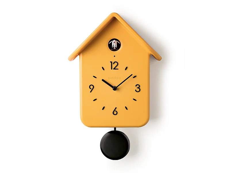 Horloge murale 39 cm avec pendule ocre