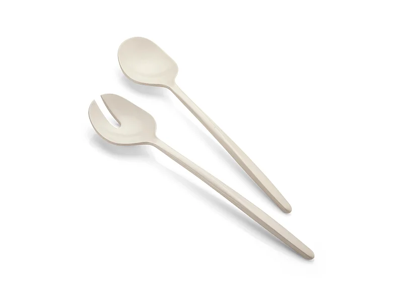 Couverts à salade Tierra 28 cm blanc lait