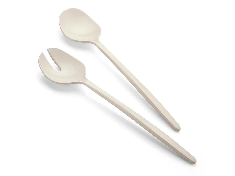 Couverts à salade Tierra 28 cm blanc lait
