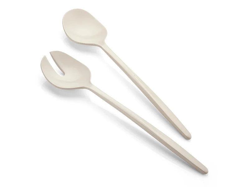Couverts à salade Tierra 28 cm blanc lait