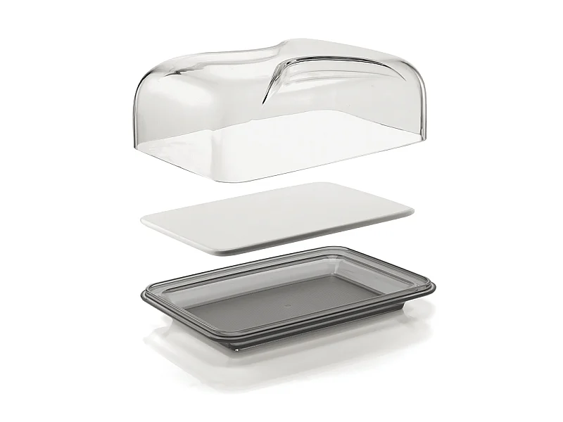 Cloche à fromage rectangle gris transparent