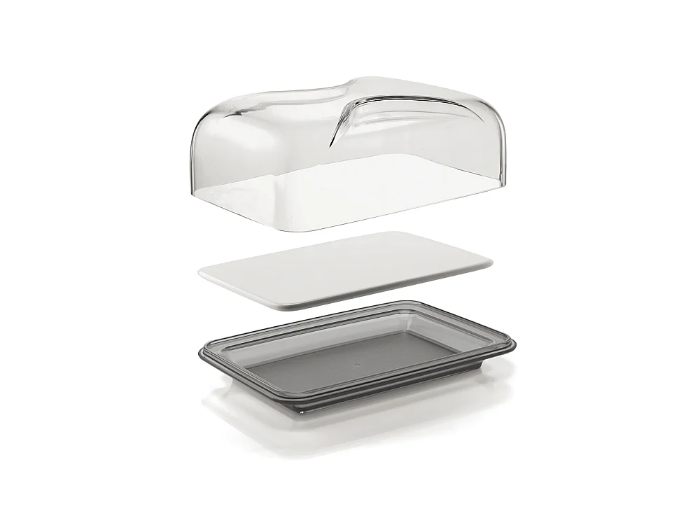 Cloche à fromage rectangle gris transparent