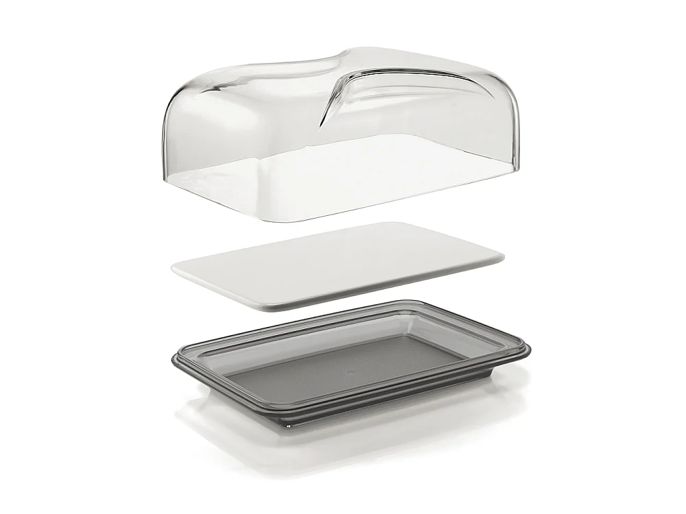 Cloche à fromage rectangle gris transparent