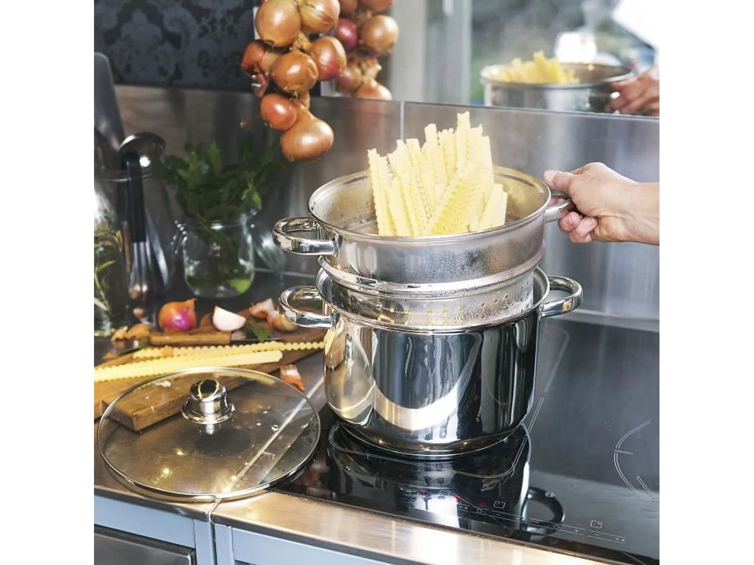 Cuiseur à pâtes inox - 20 cm - 5 litres environ