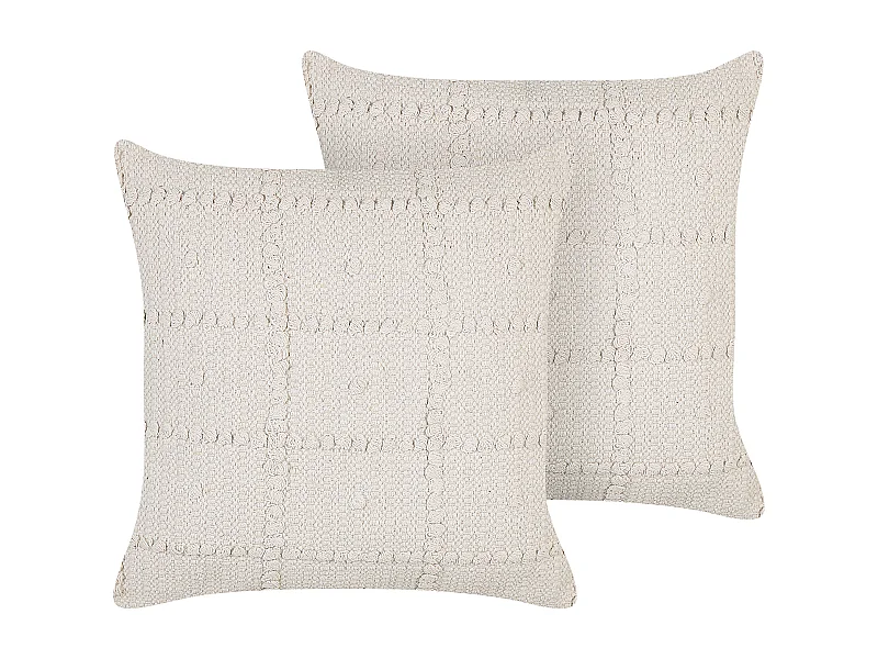 Set aus 2 dekorativen und modernen Boho Kissen Baumwolle 45 x 45 cm Beige Ixora