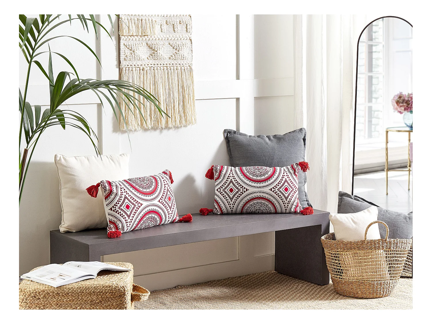 Set van 2 decoratieve kussens ANTHEMIS Katoen 30 x 50 cm Rood Oosters patroon