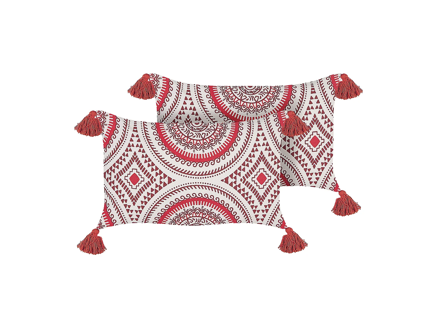 Lot de 2 coussins décoratifs ANTHEMIS Coton 30 x 50 cm Rouge Motif oriental