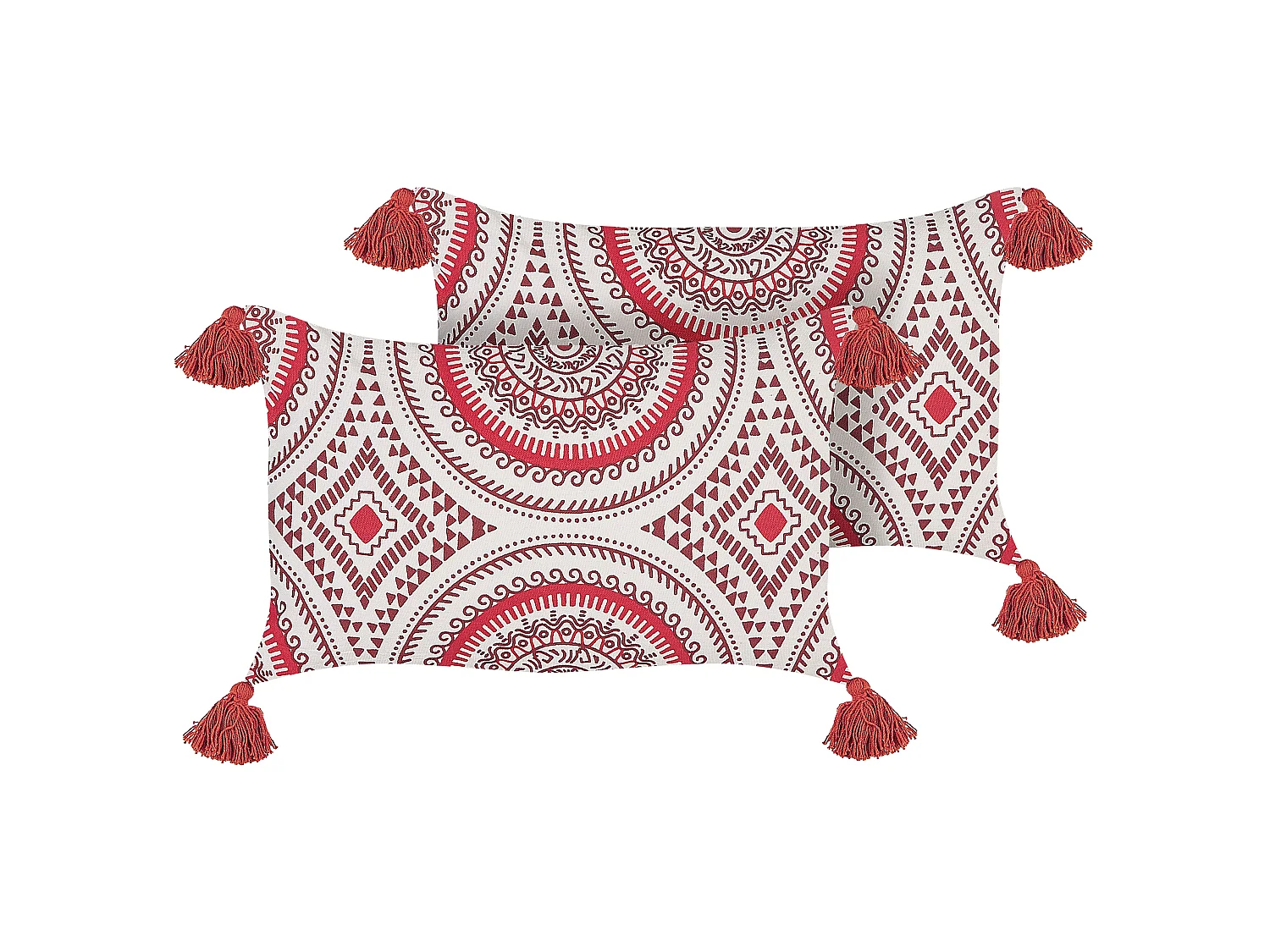 Conjunto de 2 cojines decorativos ANTHEMIS Algodón 30 x 50 cm Rojo Patrón oriental