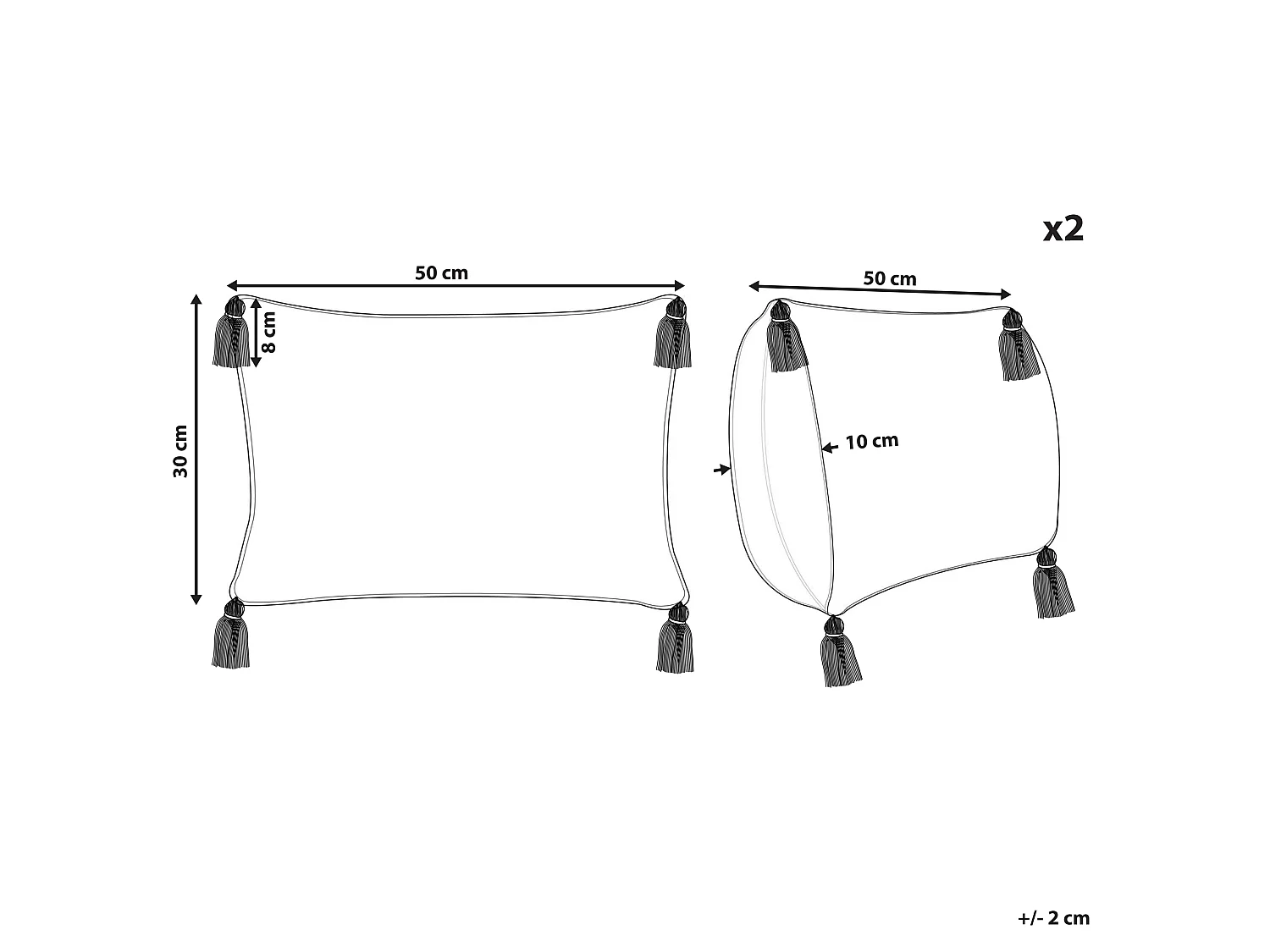 Conjunto de 2 cojines decorativos ANTHEMIS Algodón 30 x 50 cm Rojo Patrón oriental