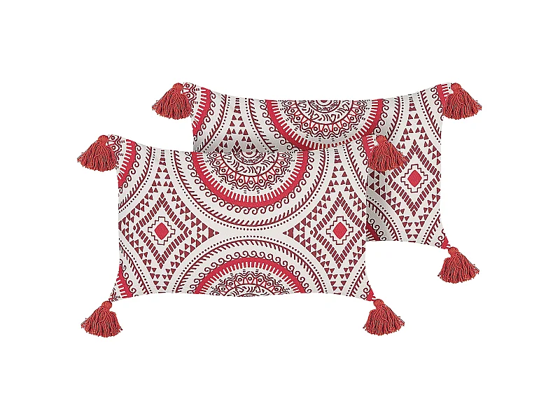 Set van 2 decoratieve kussens ANTHEMIS Katoen 30 x 50 cm Rood Oosters patroon