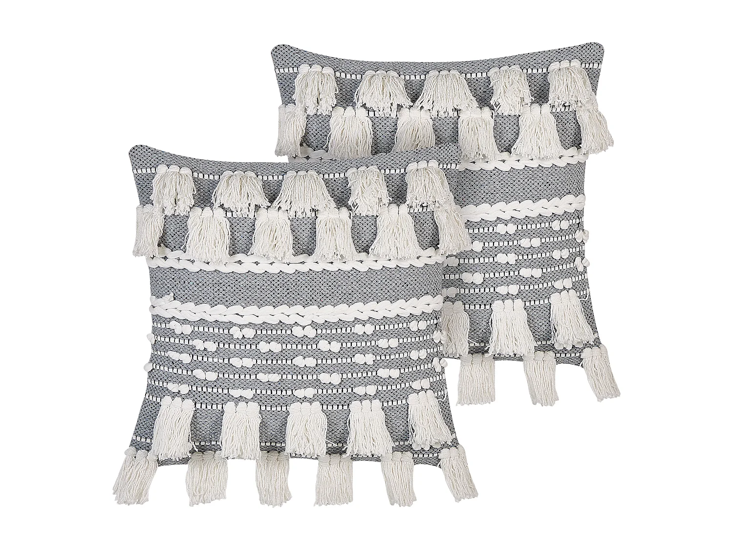 Dekokissen 2er Set mit Füllung Muster Baumwolle grau / weiß 45 x 45 cm Brahea