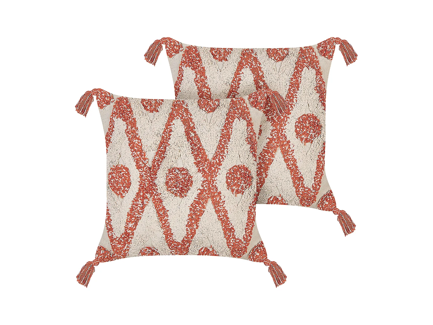 Set van 2 decoratieve kussens HICKORY Katoen 45 x 45 cm Oranje Geometrisch patroon
