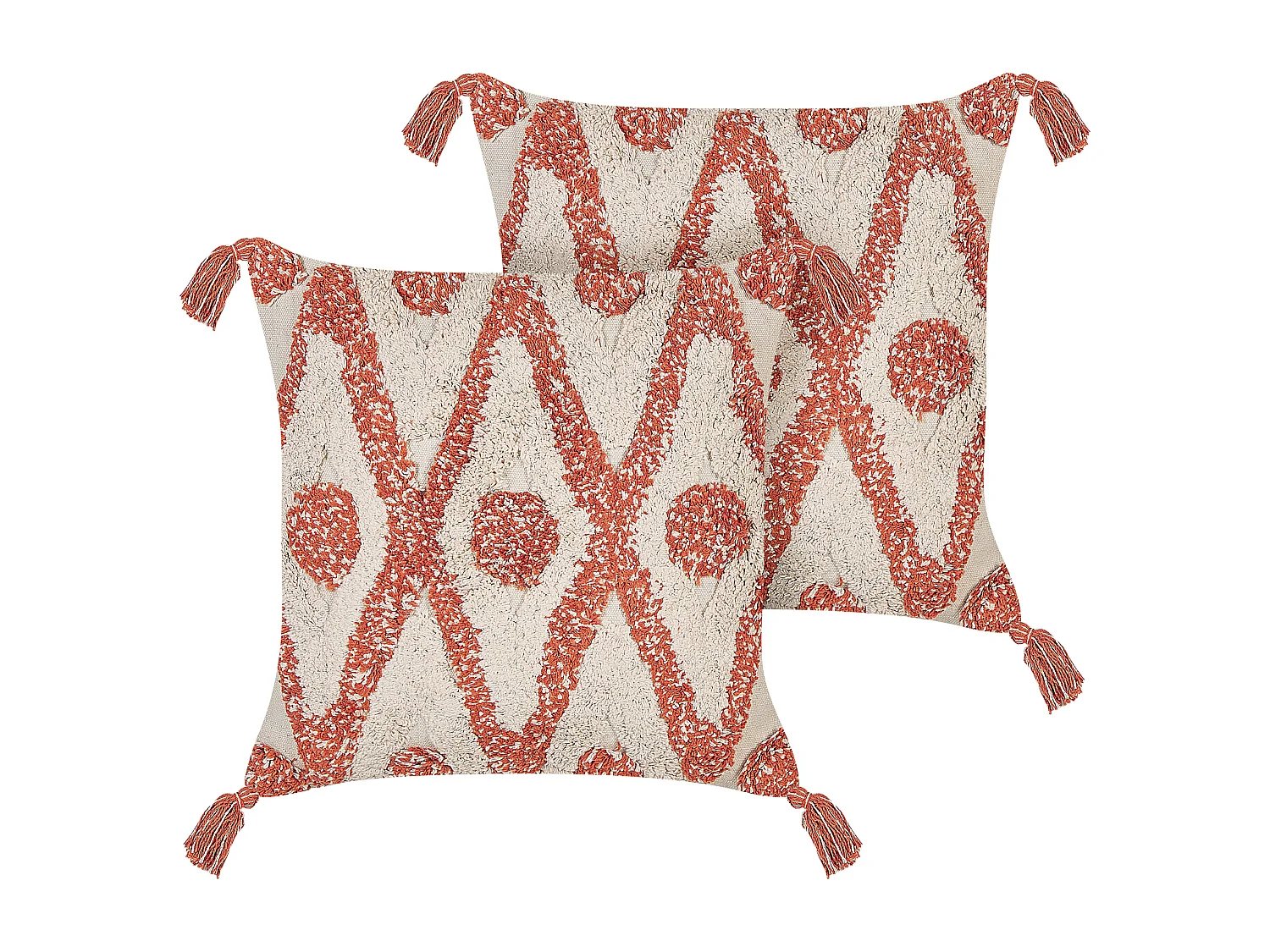 Set van 2 decoratieve kussens HICKORY Katoen 45 x 45 cm Oranje Geometrisch patroon