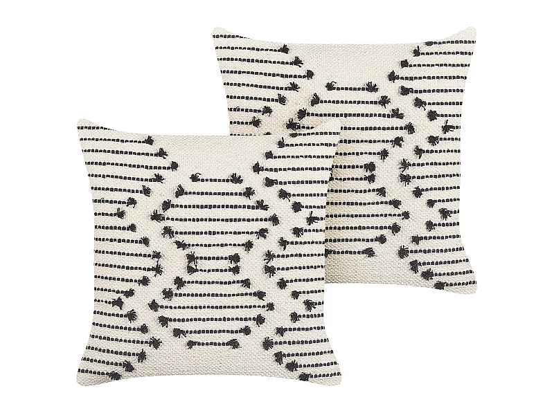 Lot de 2 coussins décoratifs MYRTUS Coton 45 x 45 cm Beige Motif géométrique