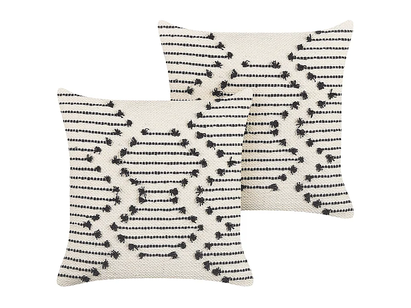 Lot de 2 coussins décoratifs MYRTUS Coton 45 x 45 cm Beige Motif géométrique