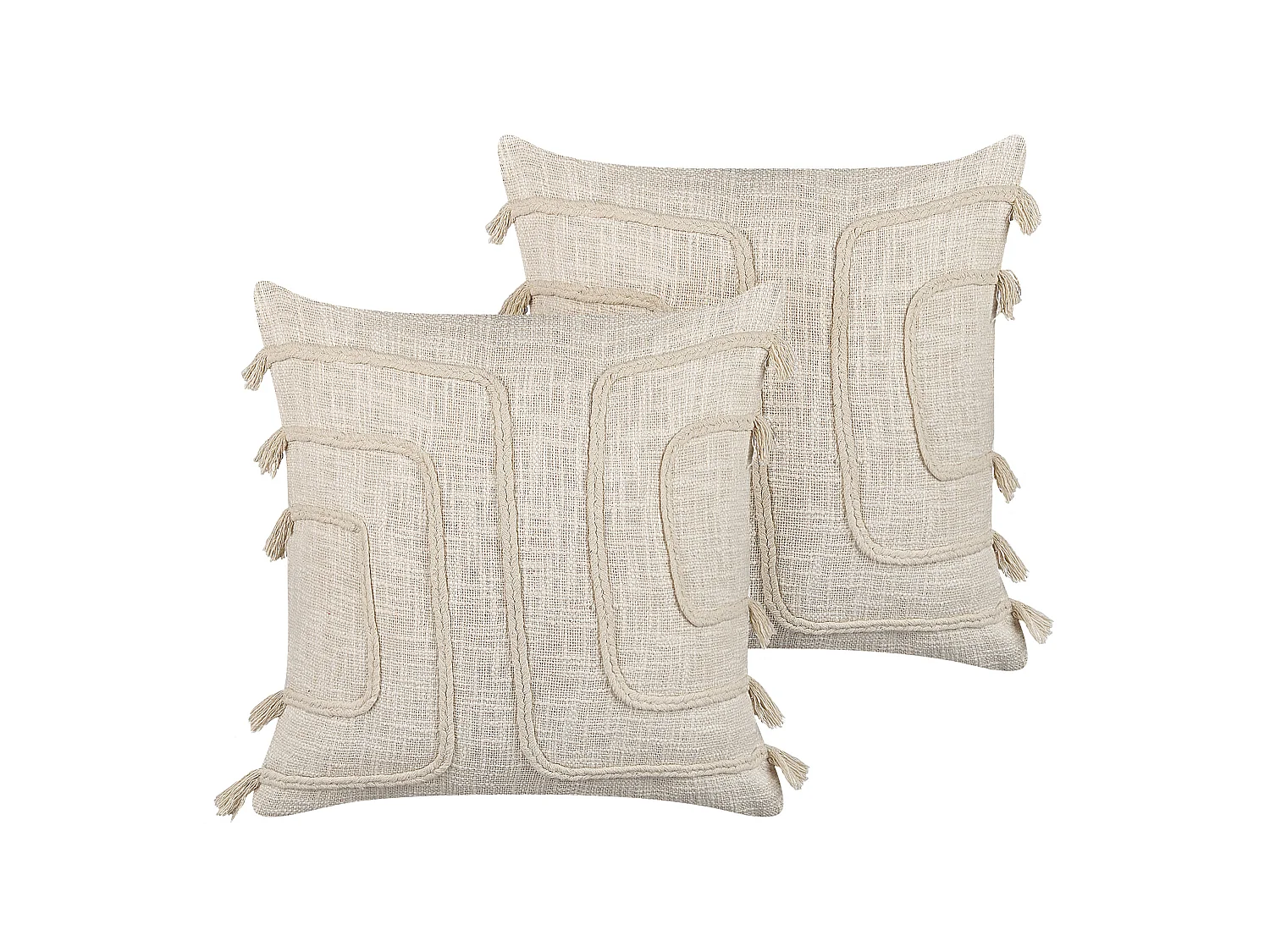 Set van 2 decoratieve kussens PLEIONE Katoen 45 x 45 cm Lichtbeige Geometrisch patroon