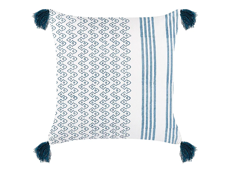 Coussin TILIA Coton 45 x 45 cm Bleu Motif géométrique