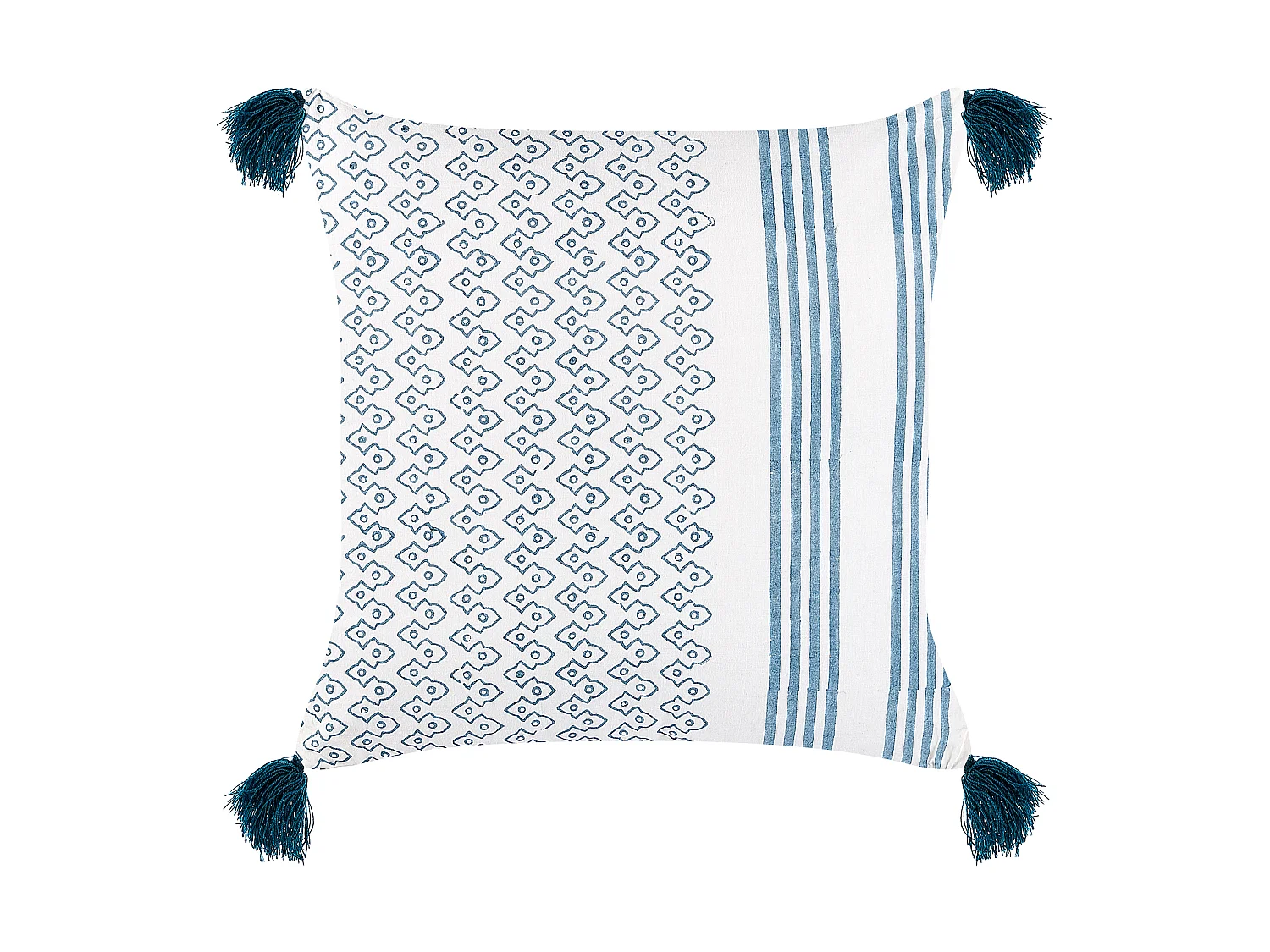 Coussin TILIA Coton 45 x 45 cm Bleu Motif géométrique