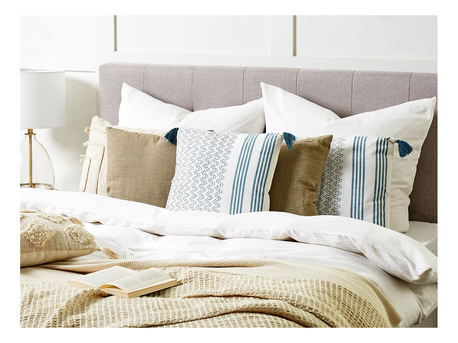 Coussin TILIA Coton 45 x 45 cm Bleu Motif géométrique