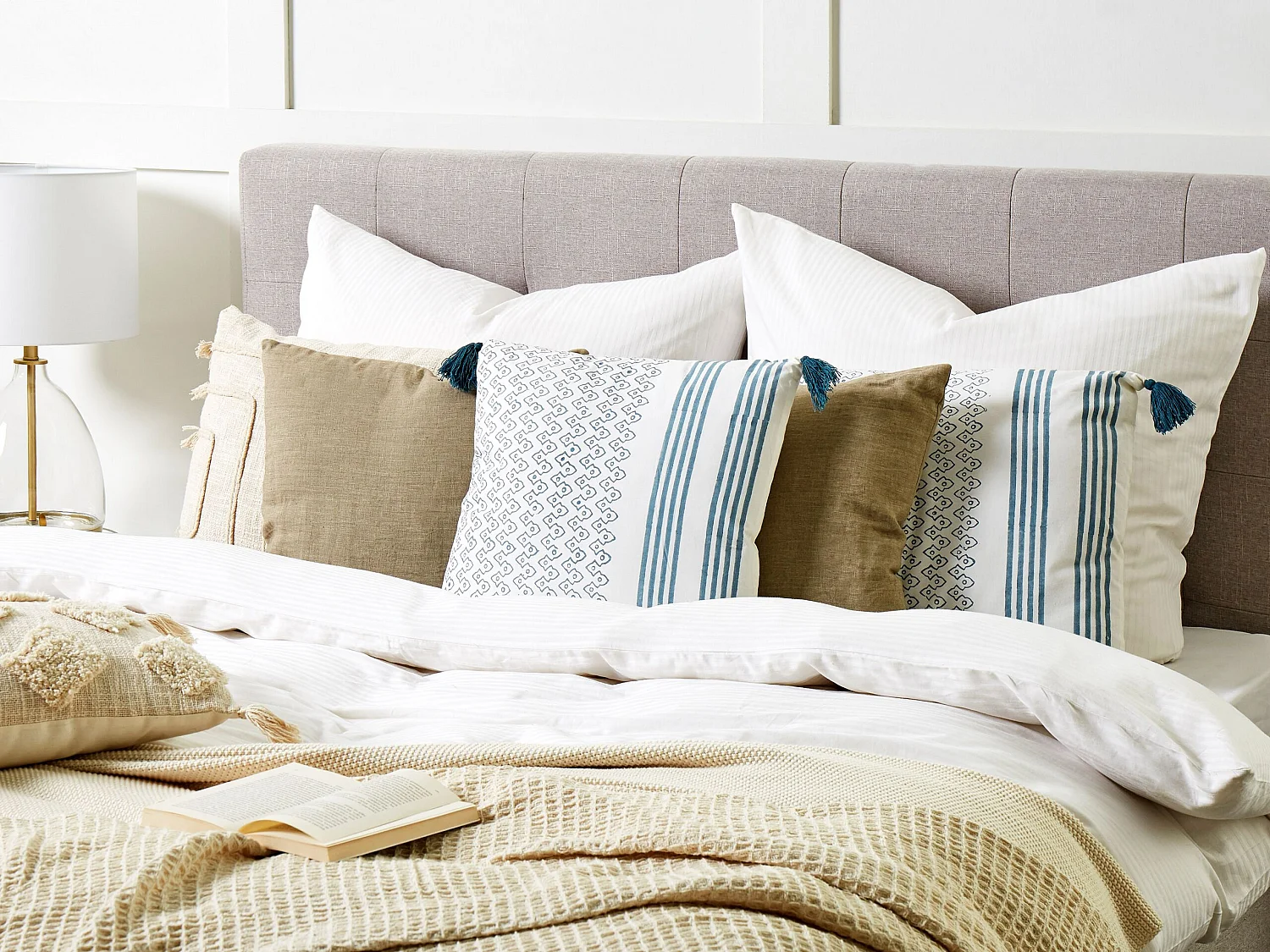 Coussin TILIA Coton 45 x 45 cm Bleu Motif géométrique