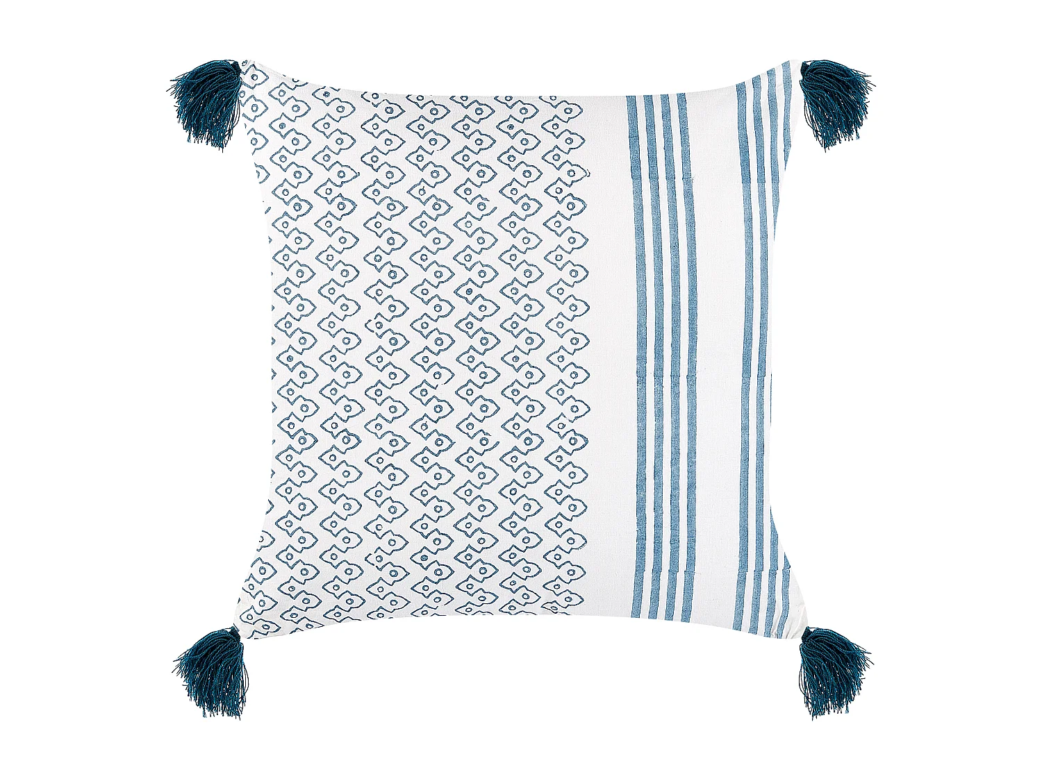 Coussin TILIA Coton 45 x 45 cm Bleu Motif géométrique