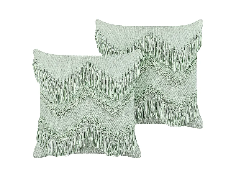 Lot de 2 coussins décoratifs BACOPA Coton 45 x 45 cm Vert Motif à chevrons
