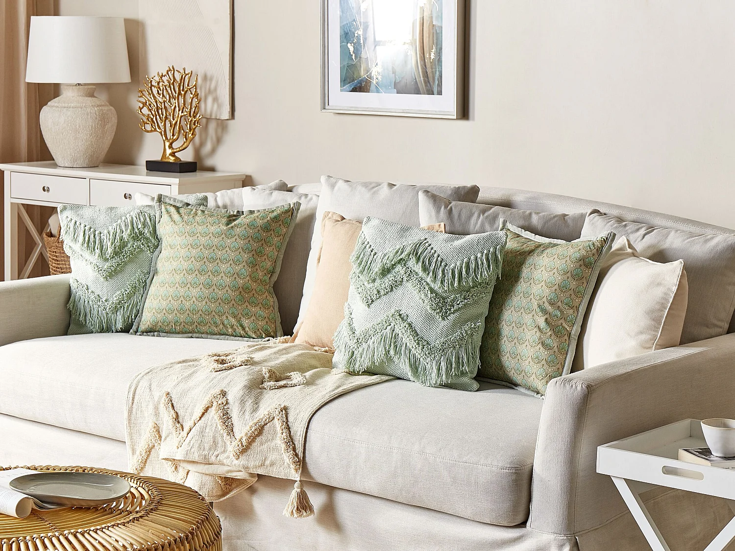 Set di 2 cuscini BACOPA Cotone 45 x 45 cm Verde Trama Chevron