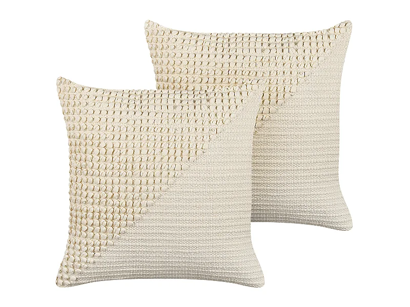 Dekokissen 2er Set PELLAEA Baumwolle 45 x 45 cm Hellbeige Geometrisches Muster