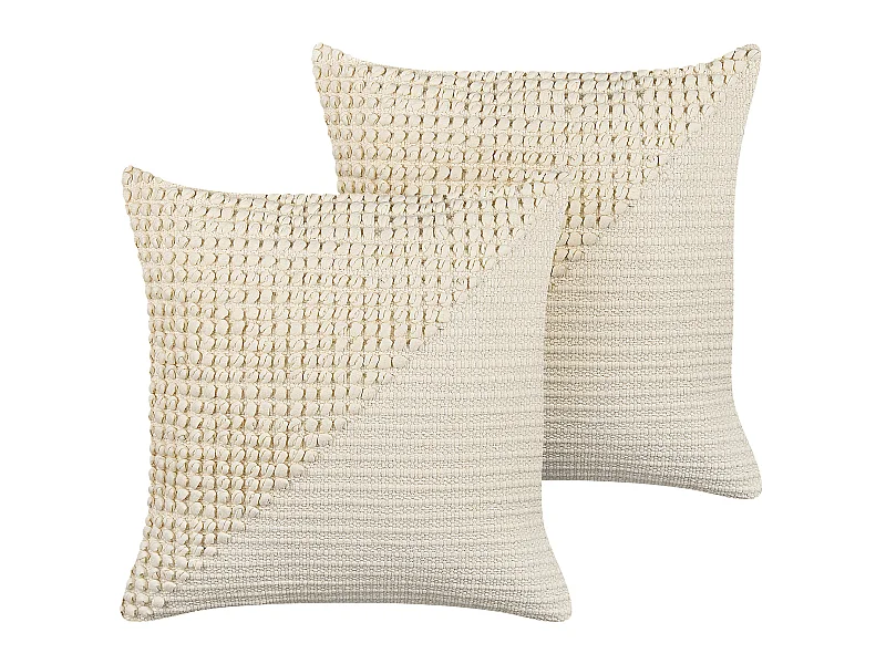 Set di 2 cuscini PELLAEA Cotone 45 x 45 cm Beige chiaro Trama geometrica