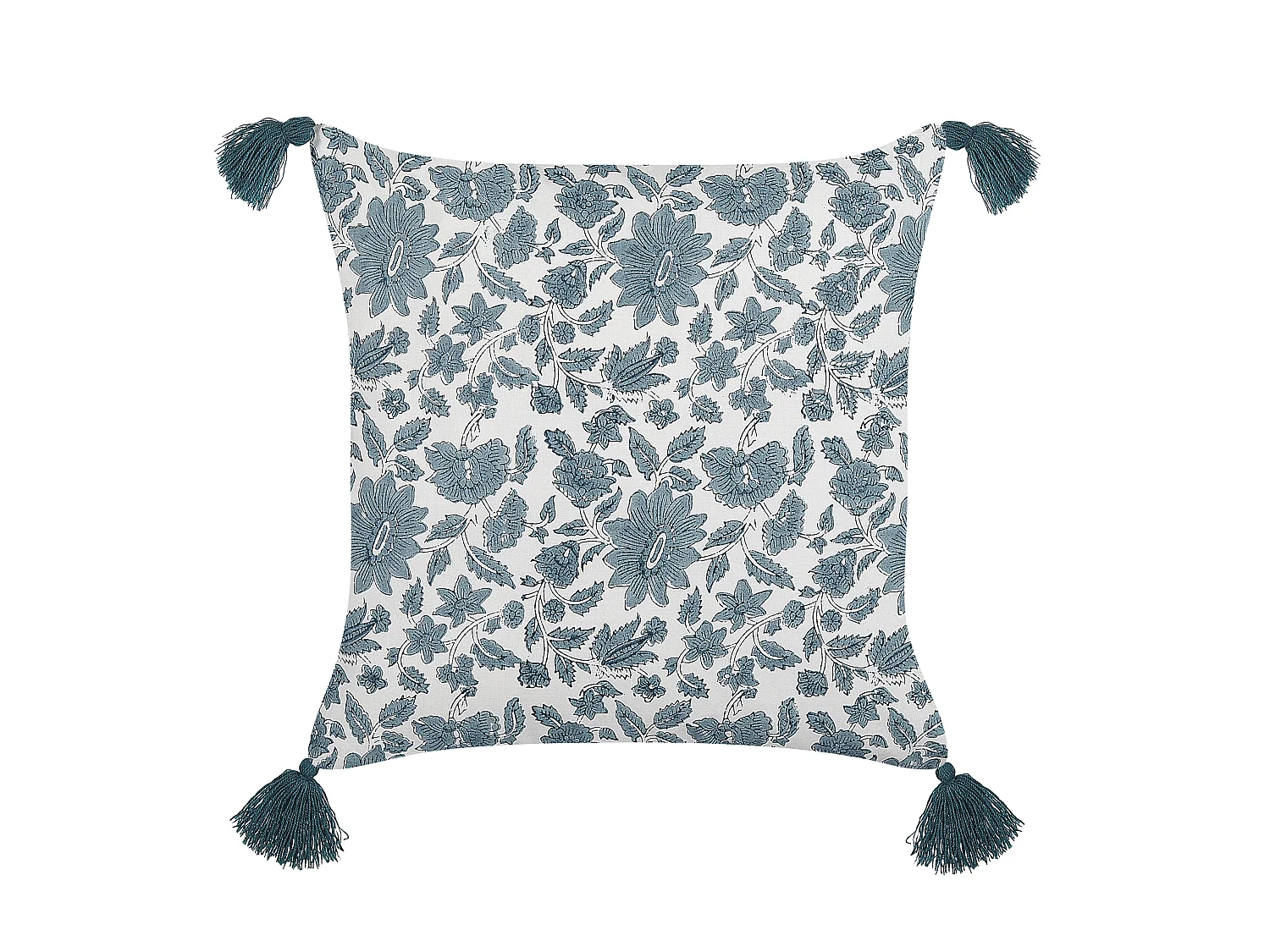 Dekokissen 2er Set mit Füllung Blumenmuster Baumwolle weiß / blau 45x45 cm Rumex