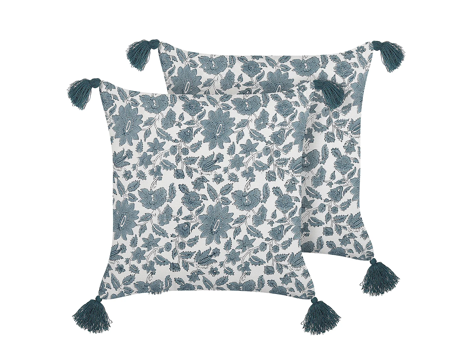 Lot de 2 coussins décoratifs RUMEX Coton 45 x 45 cm Bleu Motif floral