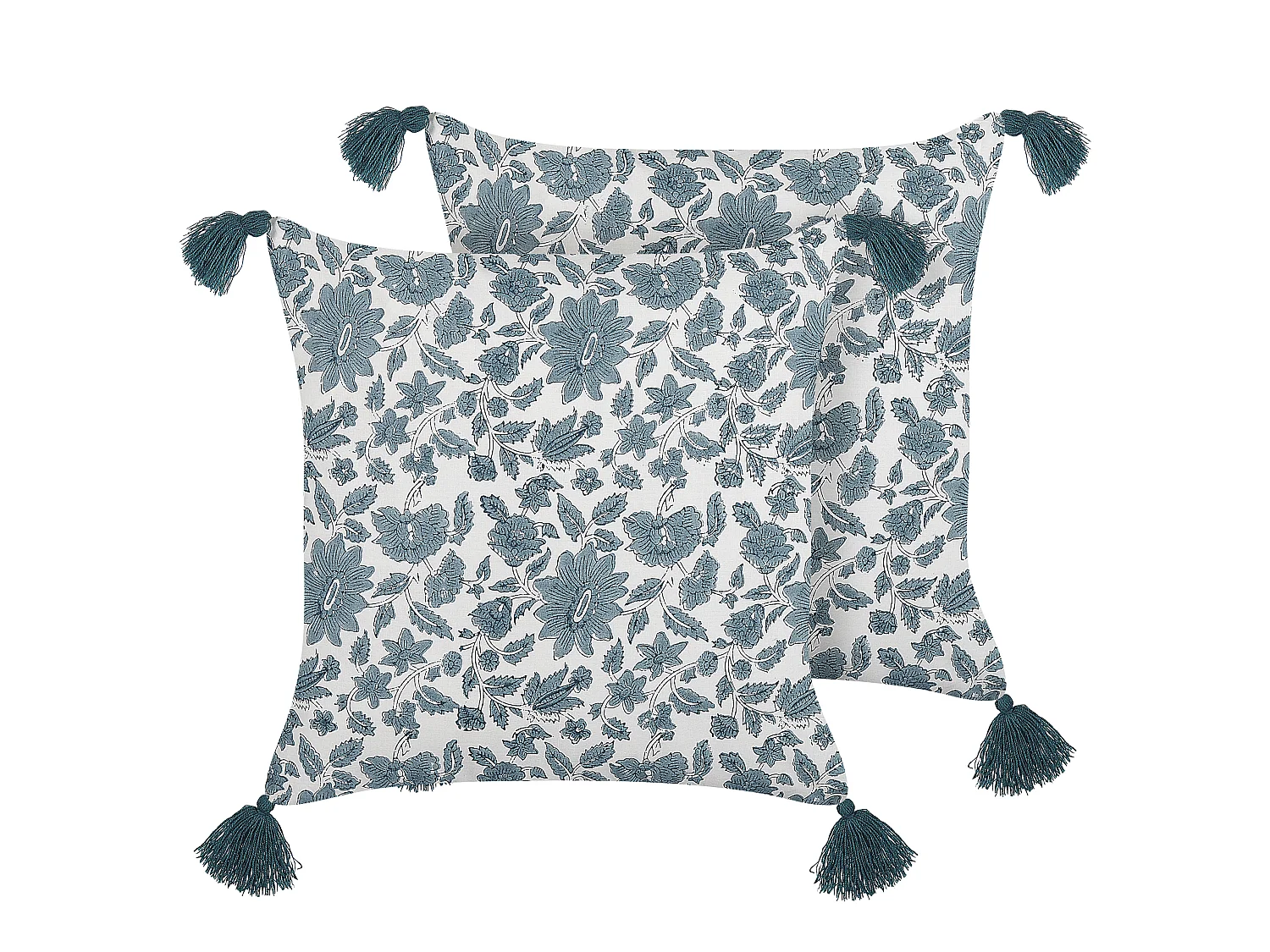 Lot de 2 coussins décoratifs RUMEX Coton 45 x 45 cm Bleu Motif floral