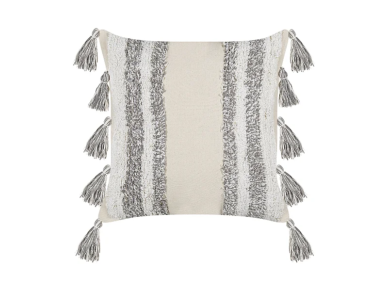 Almofada decorativa HELICONIA Algodão 45 x 45 cm Creme Às riscas