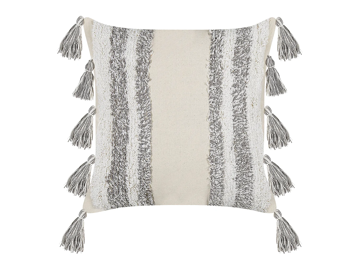 Almofada decorativa HELICONIA Algodão 45 x 45 cm Creme Às riscas