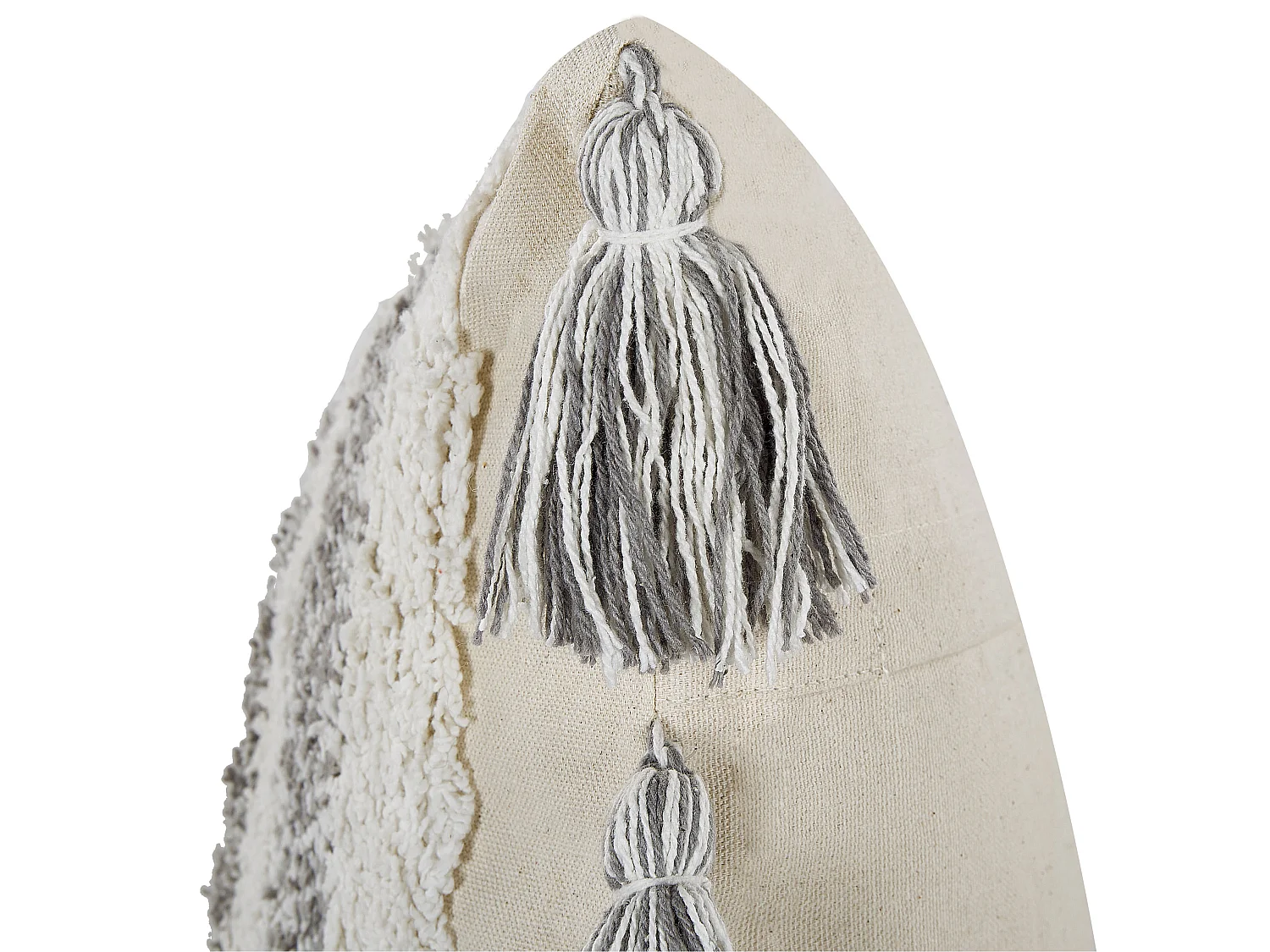 Dekoratives Fransenkissen aus Baumwolle beige / grau 45 x 45 cm HELICONIA