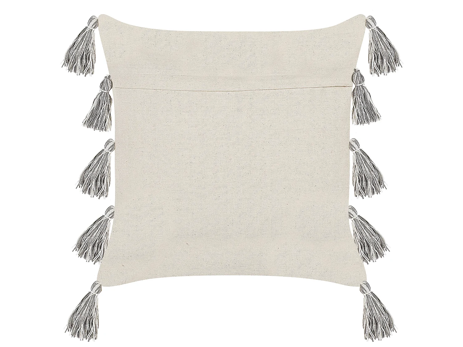 Dekoratives Fransenkissen aus Baumwolle beige / grau 45 x 45 cm HELICONIA