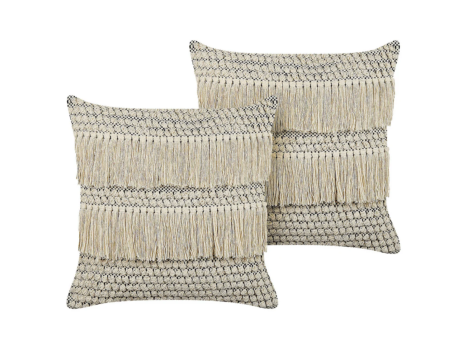 Set di 2 cuscini IRESINE Cotone 45 x 45 cm Beige Trama geometrica