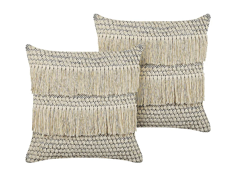 Dekokissen 2er Set IRESINE Baumwolle 45 x 45 cm Beige Geometrisches Muster