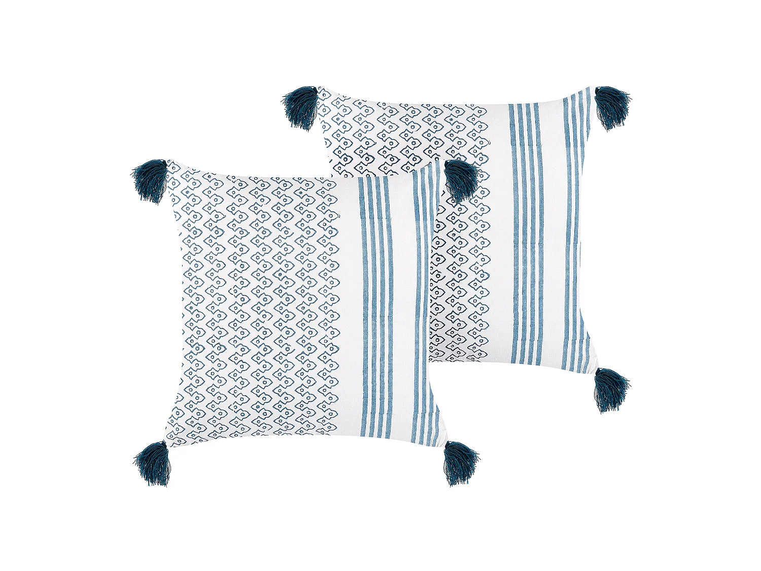Dekokissen 2er Set TILIA Baumwolle 45 x 45 cm Blau Geometrisches Muster