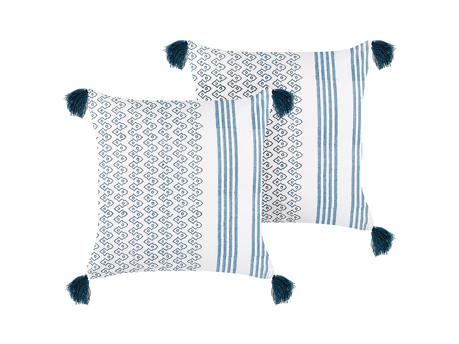 Dekokissen 2er Set TILIA Baumwolle 45 x 45 cm Blau Geometrisches Muster