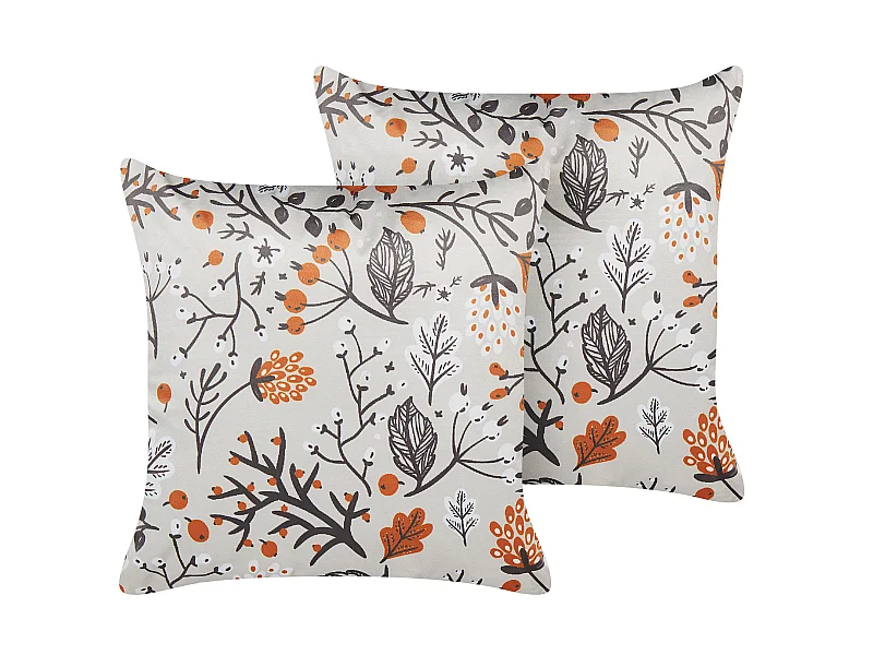 Set di 2 cuscini MONTBRETIA Velluto 45 x 45 cm Multicolore Trama di piante