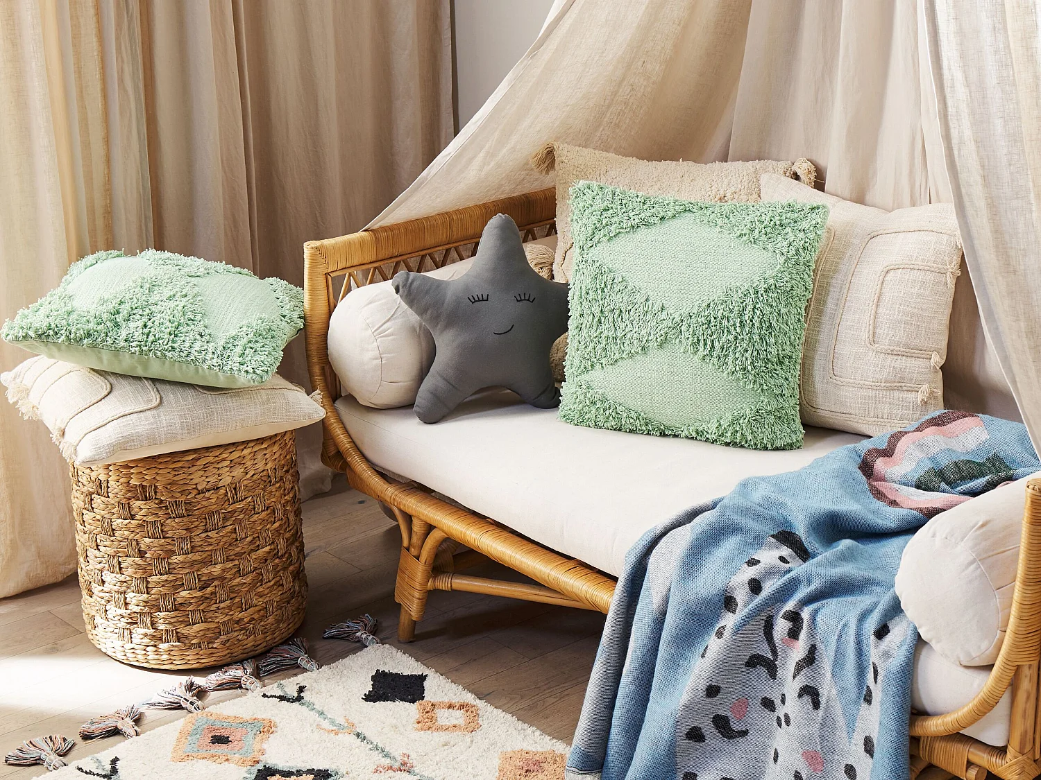 Throw Cushion RHOEO Cotton 45 x 45 cm Light Green