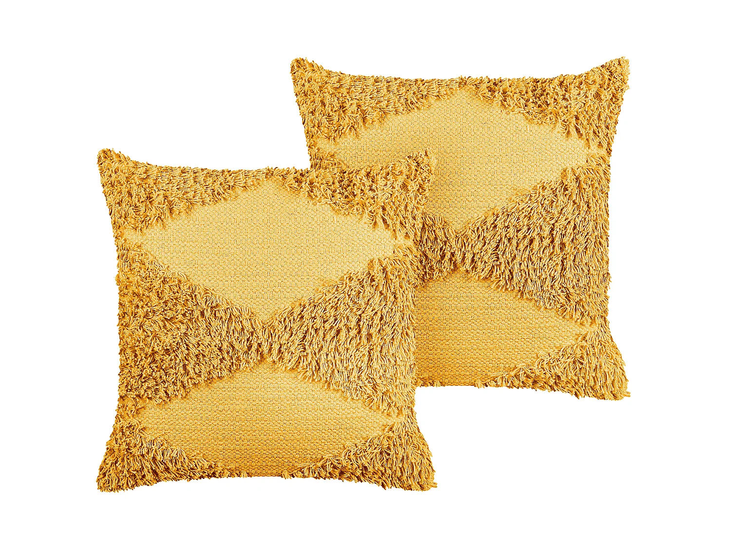 Lot de 2 coussins RHOEO Coton 45 x 45 cm Géométrique Touffeté Jaune