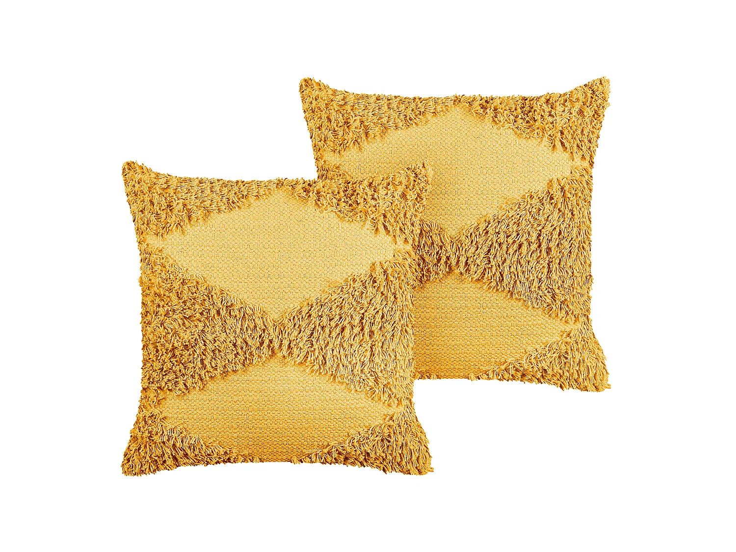 Set van 2 kussens RHOEO Katoen 45 x 45 cm Geometrisch patroon Getuft Geel