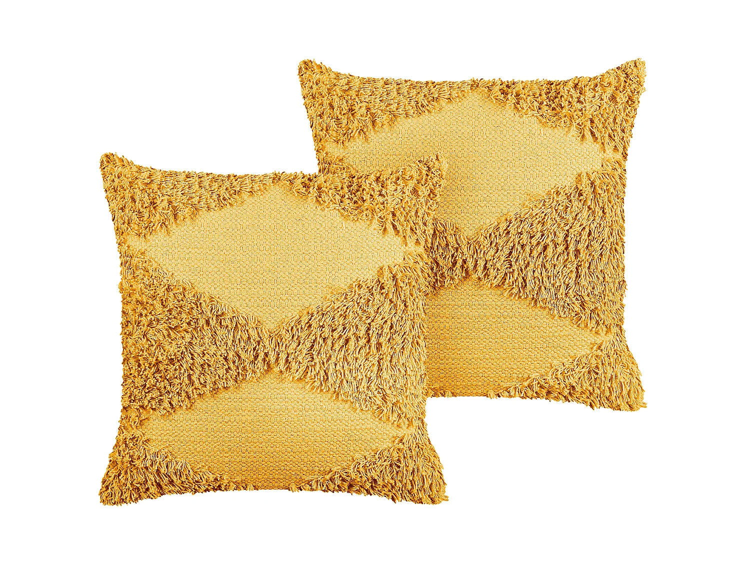 Lot de 2 coussins RHOEO Coton 45 x 45 cm Géométrique Touffeté Jaune