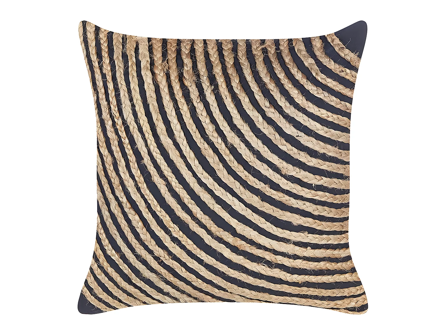 Cojín decorativo BERGENIA Yute 45 x 45 cm Negro A rayas